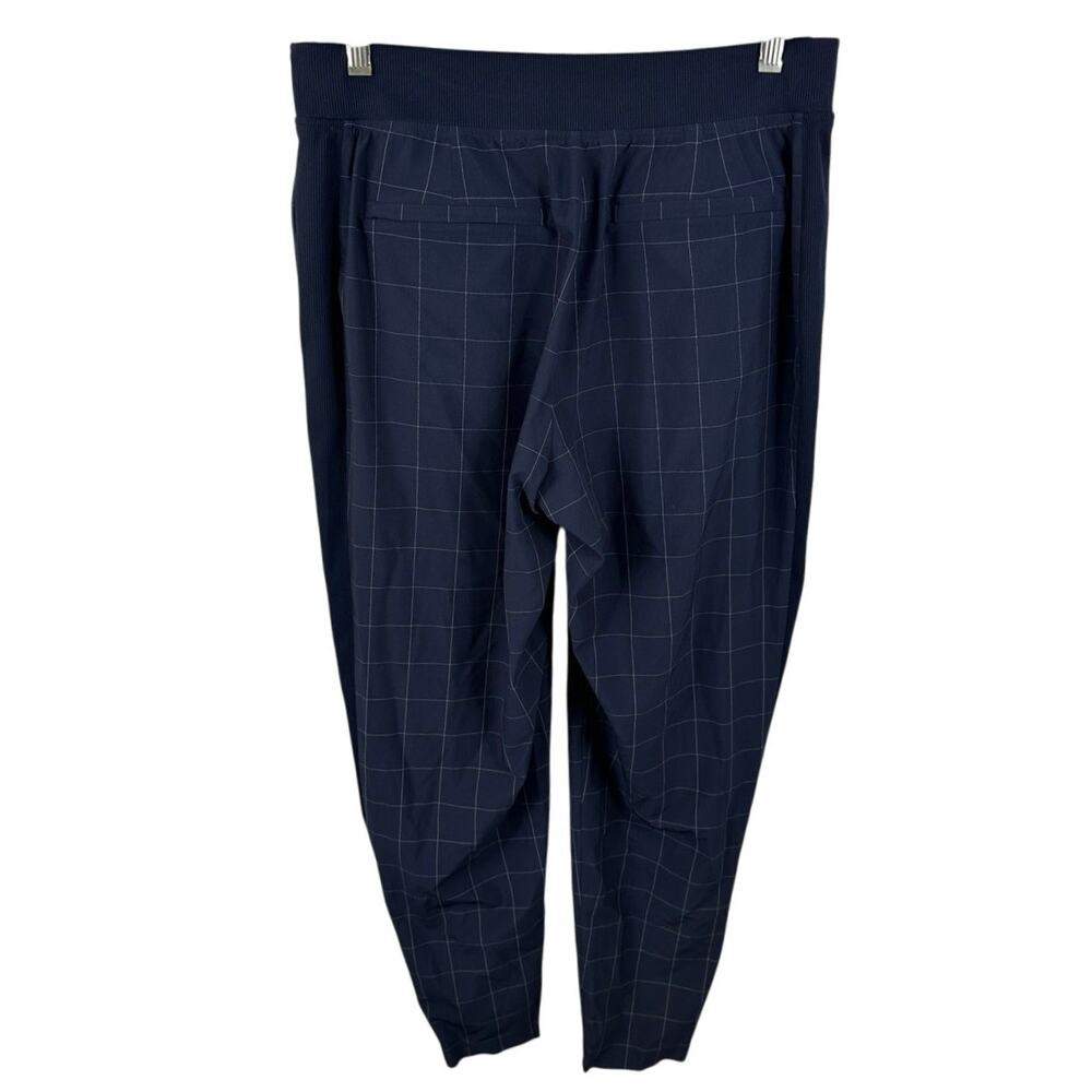 Athleta Brooklyn Textured Ankle Pant Navy Blue Windowpane Size 8 Travel Pant - Picture 2 of 14